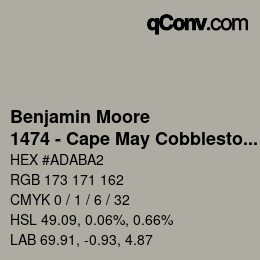 Color code: Benjamin Moore - 1474 - Cape May Cobblestone | qconv.com