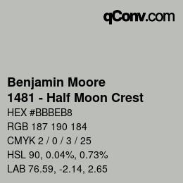 Código de color: Benjamin Moore - 1481 - Half Moon Crest | qconv.com