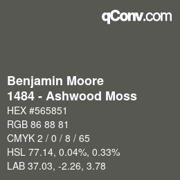 Code couleur: Benjamin Moore - 1484 - Ashwood Moss | qconv.com