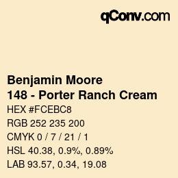 カラーコード: Benjamin Moore - 148 - Porter Ranch Cream | qconv.com