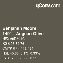 Farbcode: Benjamin Moore - 1491 - Aegean Olive | qconv.com