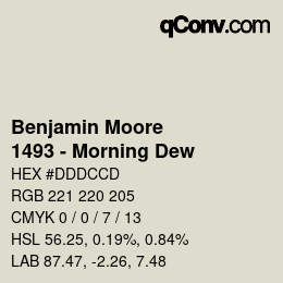 カラーコード: Benjamin Moore - 1493 - Morning Dew | qconv.com