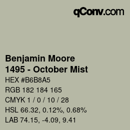 Color code: Benjamin Moore - 1495 - October Mist | qconv.com