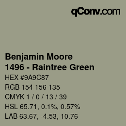 Color code: Benjamin Moore - 1496 - Raintree Green | qconv.com