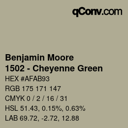 Color code: Benjamin Moore - 1502 - Cheyenne Green | qconv.com