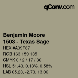 Color code: Benjamin Moore - 1503 - Texas Sage | qconv.com