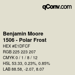 颜色代码: Benjamin Moore - 1506 - Polar Frost | qconv.com