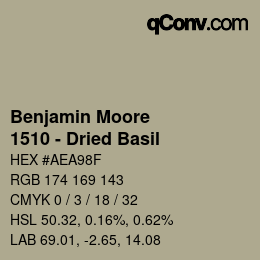 Color code: Benjamin Moore - 1510 - Dried Basil | qconv.com