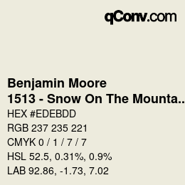 Farbcode: Benjamin Moore - 1513 - Snow On The Mountain | qconv.com