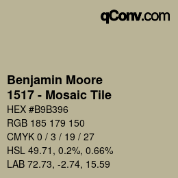 Color code: Benjamin Moore - 1517 - Mosaic Tile | qconv.com