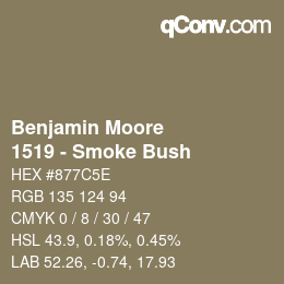 カラーコード: Benjamin Moore - 1519 - Smoke Bush | qconv.com