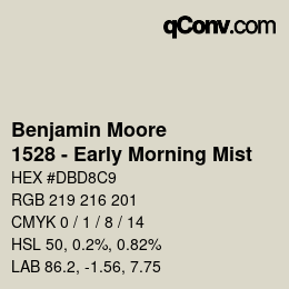 カラーコード: Benjamin Moore - 1528 - Early Morning Mist | qconv.com