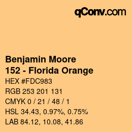 カラーコード: Benjamin Moore - 152 - Florida Orange | qconv.com