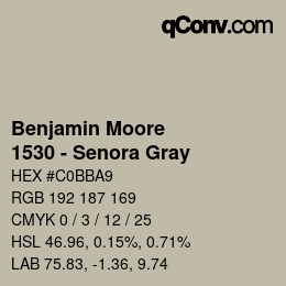 Color code: Benjamin Moore - 1530 - Senora Gray | qconv.com