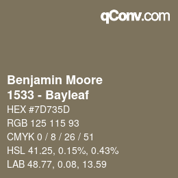 Color code: Benjamin Moore - 1533 - Bayleaf | qconv.com