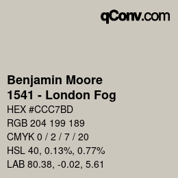 Code couleur: Benjamin Moore - 1541 - London Fog | qconv.com