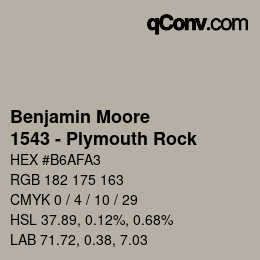 Color code: Benjamin Moore - 1543 - Plymouth Rock | qconv.com