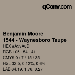 Code couleur: Benjamin Moore - 1544 - Waynesboro Taupe | qconv.com