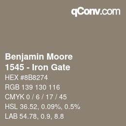 Código de color: Benjamin Moore - 1545 - Iron Gate | qconv.com