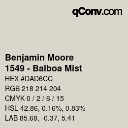 Color code: Benjamin Moore - 1549 - Balboa Mist | qconv.com