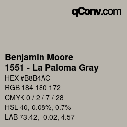 カラーコード: Benjamin Moore - 1551 - La Paloma Gray | qconv.com