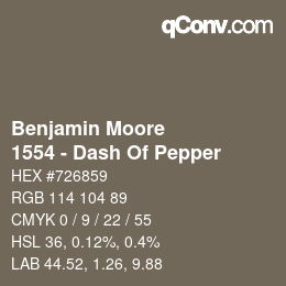 Código de color: Benjamin Moore - 1554 - Dash Of Pepper | qconv.com