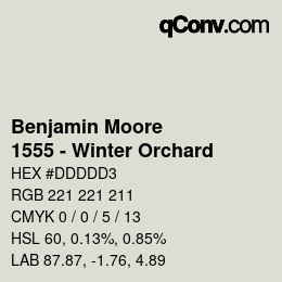 Código de color: Benjamin Moore - 1555 - Winter Orchard | qconv.com