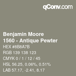 Color code: Benjamin Moore - 1560 - Antique Pewter | qconv.com