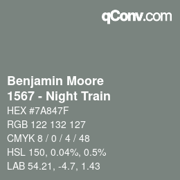 颜色代码: Benjamin Moore - 1567 - Night Train | qconv.com