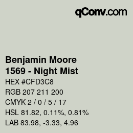 颜色代码: Benjamin Moore - 1569 - Night Mist | qconv.com