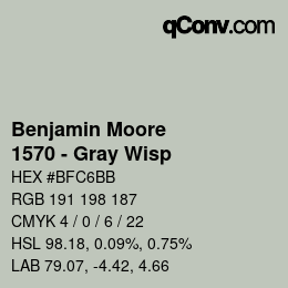 颜色代码: Benjamin Moore - 1570 - Gray Wisp | qconv.com
