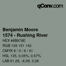 Código de color: Benjamin Moore - 1574 - Rushing River | qconv.com