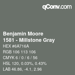 Código de color: Benjamin Moore - 1581 - Millstone Gray | qconv.com