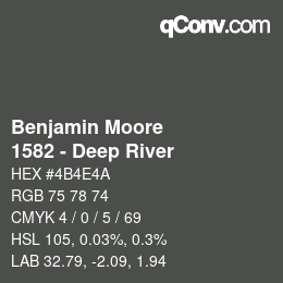 Color code: Benjamin Moore - 1582 - Deep River | qconv.com
