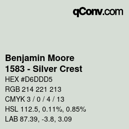 Code couleur: Benjamin Moore - 1583 - Silver Crest | qconv.com