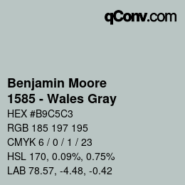 Color code: Benjamin Moore - 1585 - Wales Gray | qconv.com