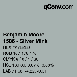 Código de color: Benjamin Moore - 1586 - Silver Mink | qconv.com