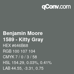Código de color: Benjamin Moore - 1589 - Kitty Gray | qconv.com