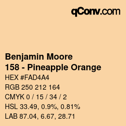 Code couleur: Benjamin Moore - 158 - Pineapple Orange | qconv.com