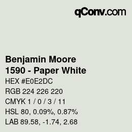 Code couleur: Benjamin Moore - 1590 - Paper White | qconv.com