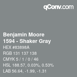 Color code: Benjamin Moore - 1594 - Shaker Gray | qconv.com