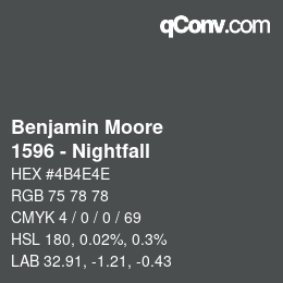Código de color: Benjamin Moore - 1596 - Nightfall | qconv.com