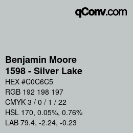 Código de color: Benjamin Moore - 1598 - Silver Lake | qconv.com