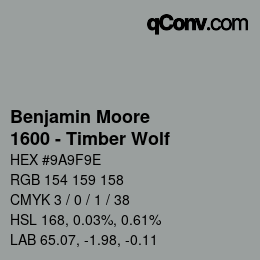 Code couleur: Benjamin Moore - 1600 - Timber Wolf | qconv.com