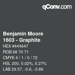 Código de color: Benjamin Moore - 1603 - Graphite | qconv.com