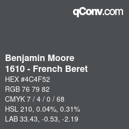 Color code: Benjamin Moore - 1610 - French Beret | qconv.com
