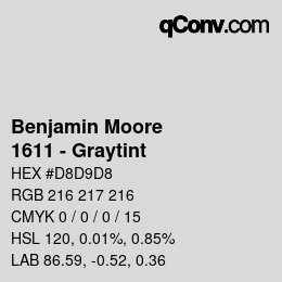 Code couleur: Benjamin Moore - 1611 - Graytint | qconv.com