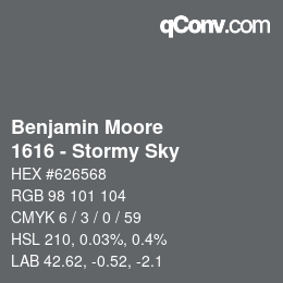 Color code: Benjamin Moore - 1616 - Stormy Sky | qconv.com
