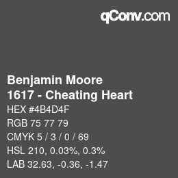 Color code: Benjamin Moore - 1617 - Cheating Heart | qconv.com