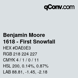 颜色代码: Benjamin Moore - 1618 - First Snowfall | qconv.com